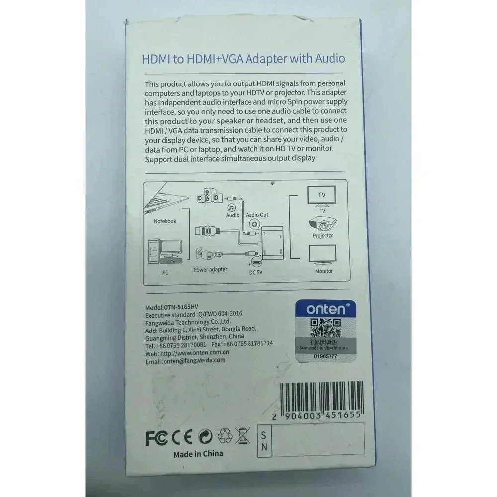 Onten HDMI to HDMI+VGA‎ Adapter with Audio